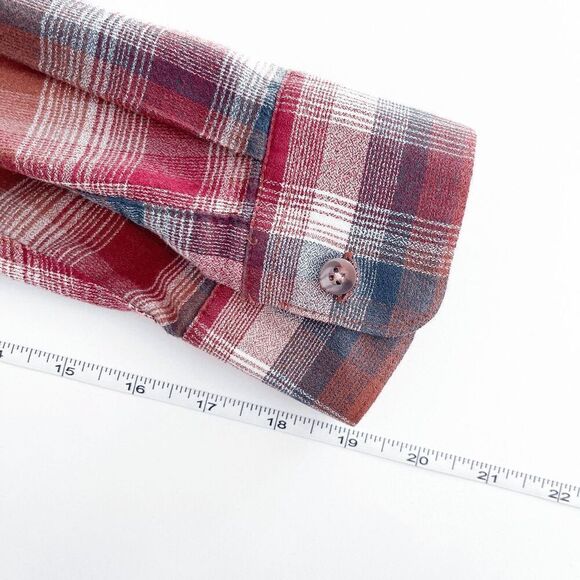 Volcom Mens Plaid Flannel Classic Fit Long Sleeve Button Up Shirt Red Medium - Picture 8 of 8